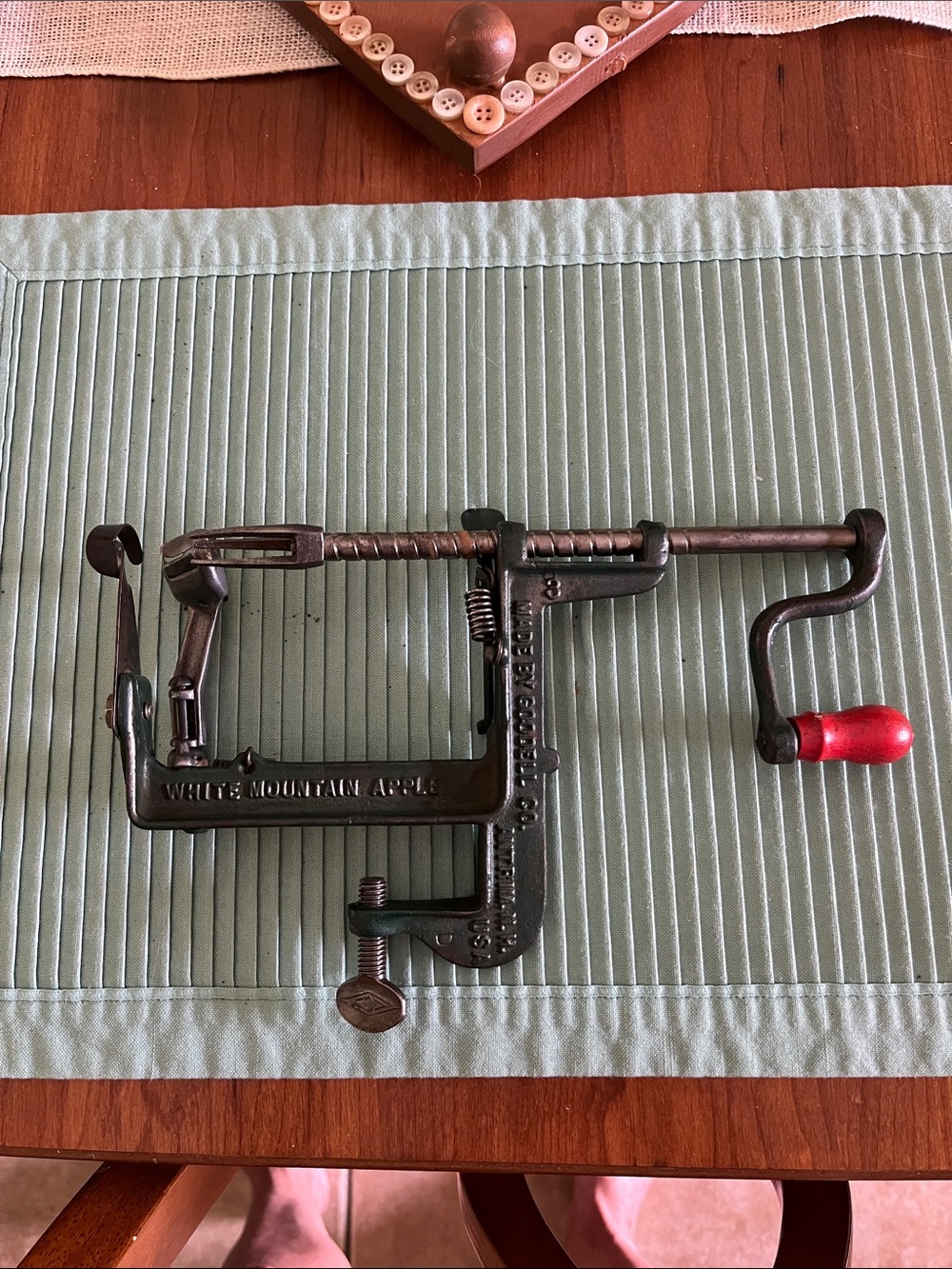 White Mountain Cast Iron Apple Peeler in Green with Copper Accent